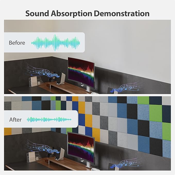 Amantech 12 Pack Acoustic Panels Self Adhesive Sound Proof Foam, High Density