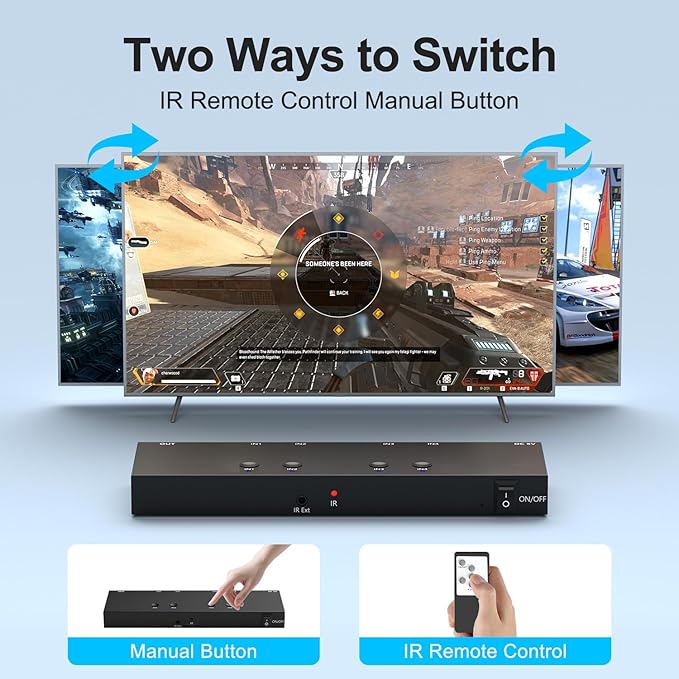 Y.D.F 4 Way HDMI Switch 4k@60Hz HDMI Switcher 4 in 1 Out HDCP 2.0 Manual HDMI