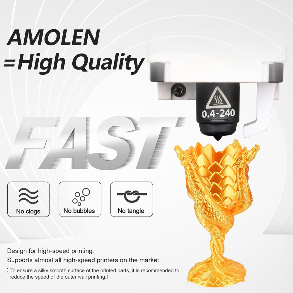 AMOLEN PLA 3D Printer Filament PLA Filament 1.75mm Silk Filament Bundle,Gold,...