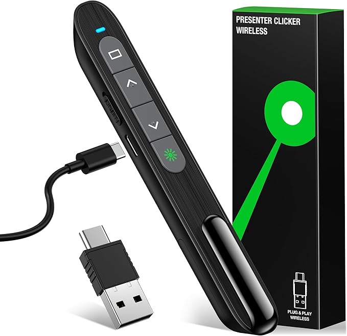 2 in 1 USB Type C Rechargeable Presentation Clicker