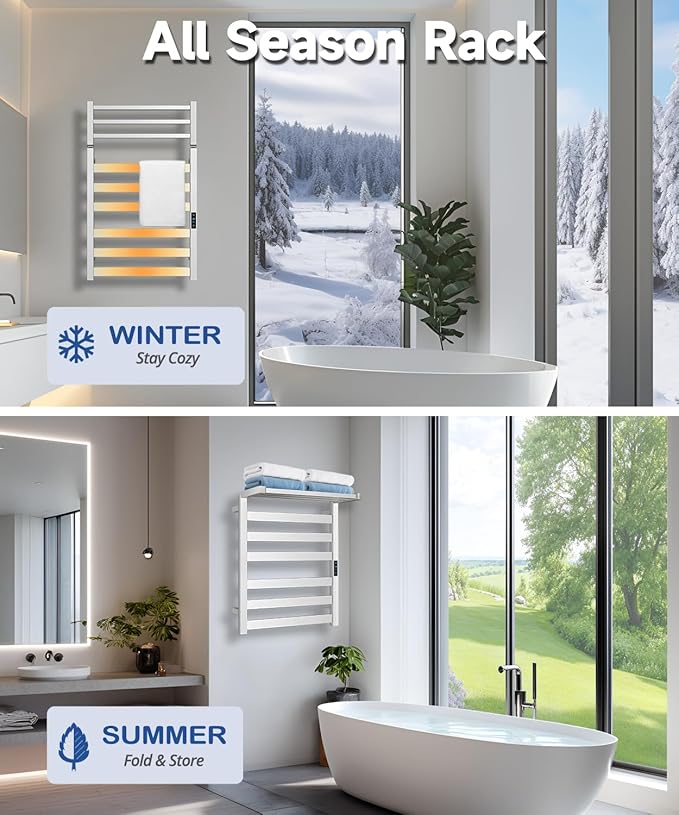 WiFi Heated Towel Rack Wall Mounted, Electric Towel Warmer