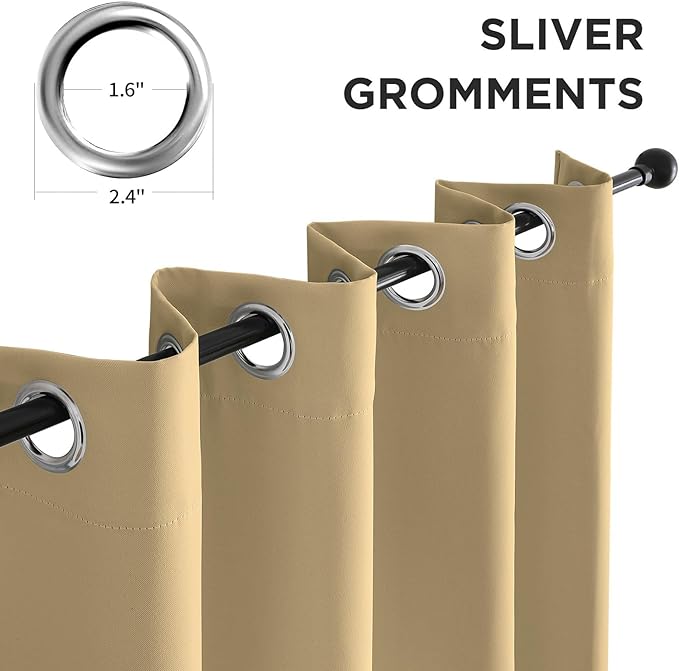 CUCRAF Beige Blackout Curtains 108 Inches Long, Thermal Insulated Noise