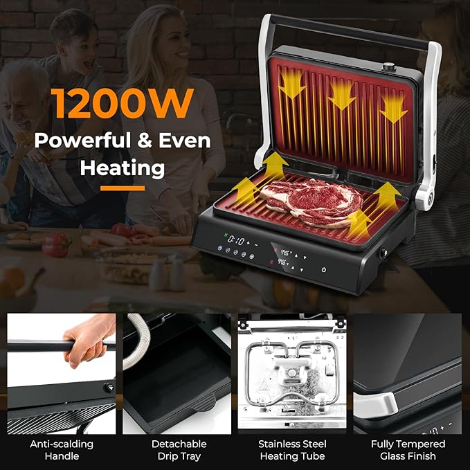 Giantex Panini Press Sandwich Maker, 3-in-1 Electric Indoor Grill, 2 Removable