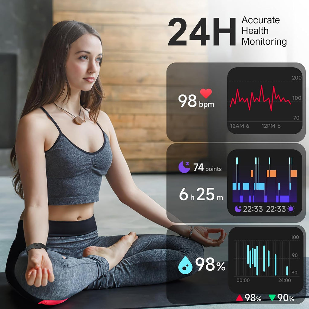 fitness tracker,smart watch with 24/7 heart rate blood showing dimensions
