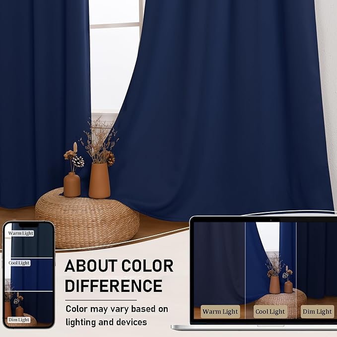 JIUZHEN Navy Blue Blackout Curtains