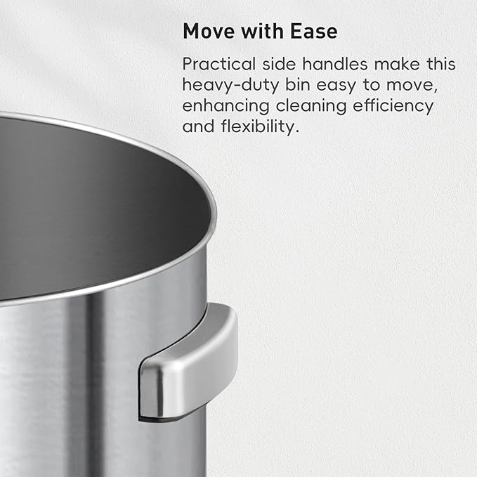 EKO 16-Gallon Round Stainless Steel Open Top Trash Can, Large Commercial Waste
