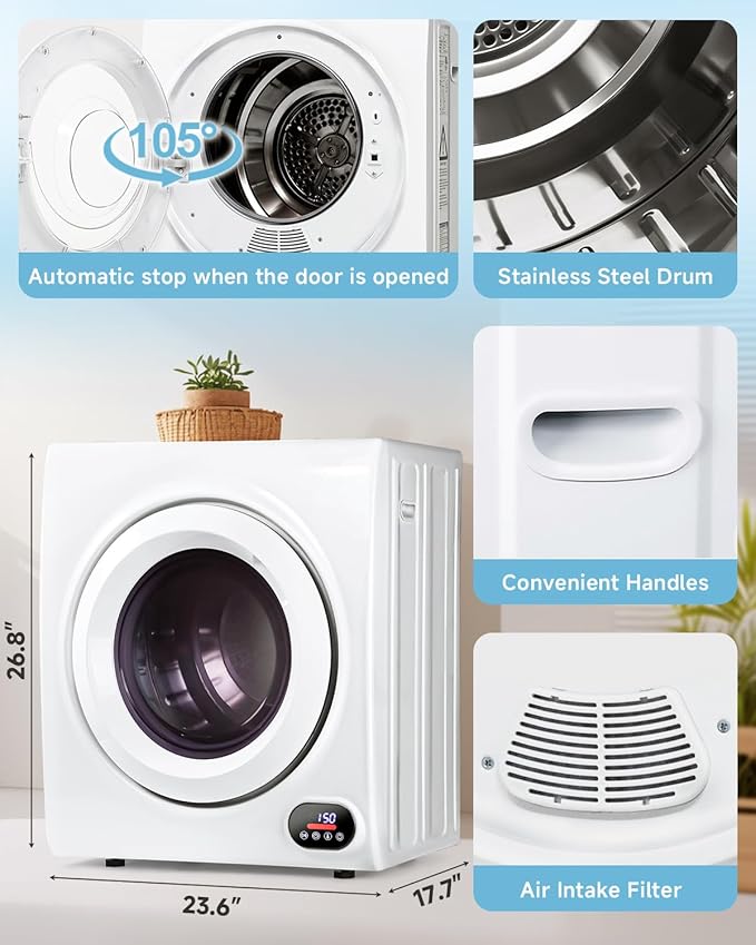 3.5 Cu.Ft Portable Clothes Dryer - 1500W Clothes Dryer
