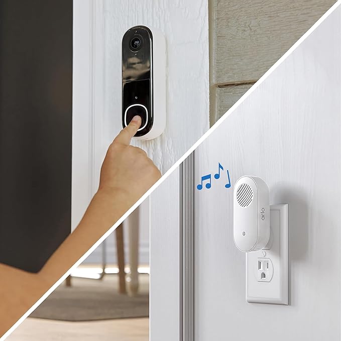 Arlo Video Doorbell 2K + Chime 2, Wireless or Wired Option, 2-Way Audio