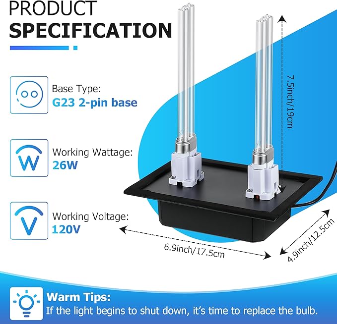 Qualirey 26W HVAC UV Light Sanitizer Air Purifier
