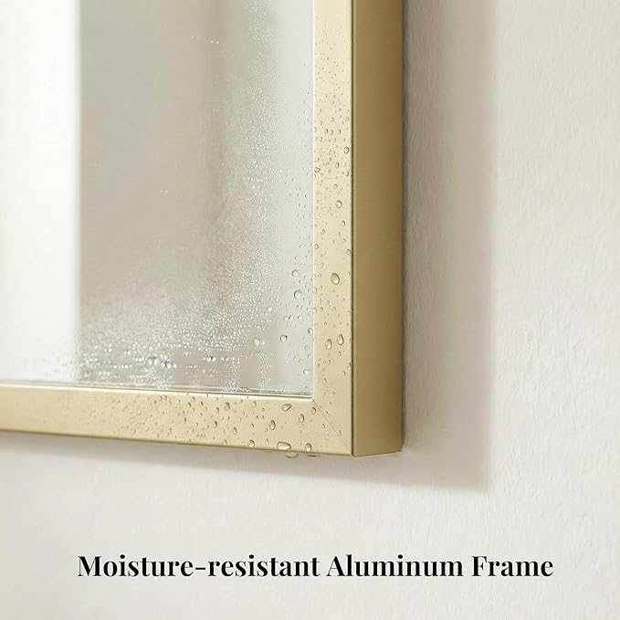 30"x30" Gold Square Mirror for Wall, Metal Framed Bathroom Vanity Mirror