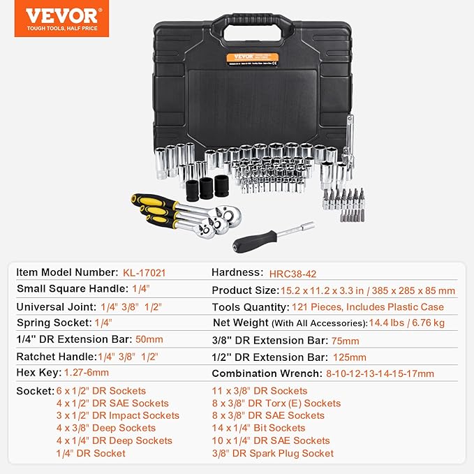 VEVOR 121-Piece Mechanics Tool Set