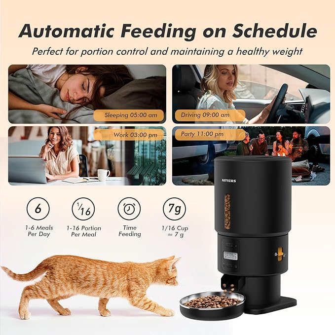 Automatic Cat Feeder - 5L Anti-Clog Cat Food Dispenser Keeps 2-15mm Dry Food