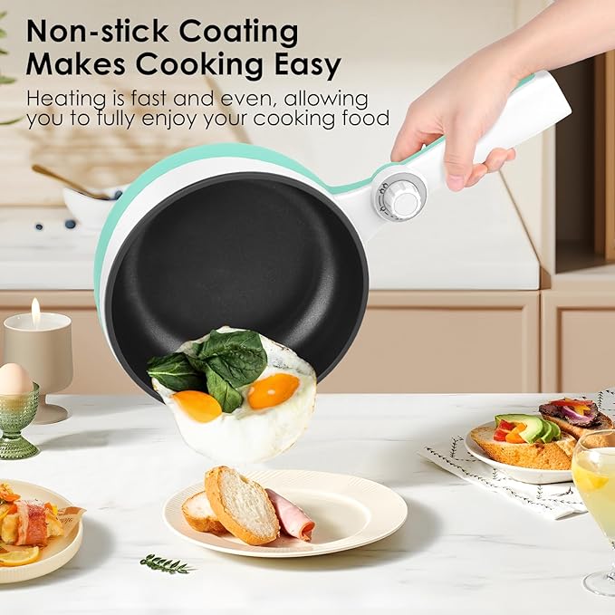 Audecook Hot Pot Electric, 1.7L Mini Electric Skillet Portable Nonstick Sauté