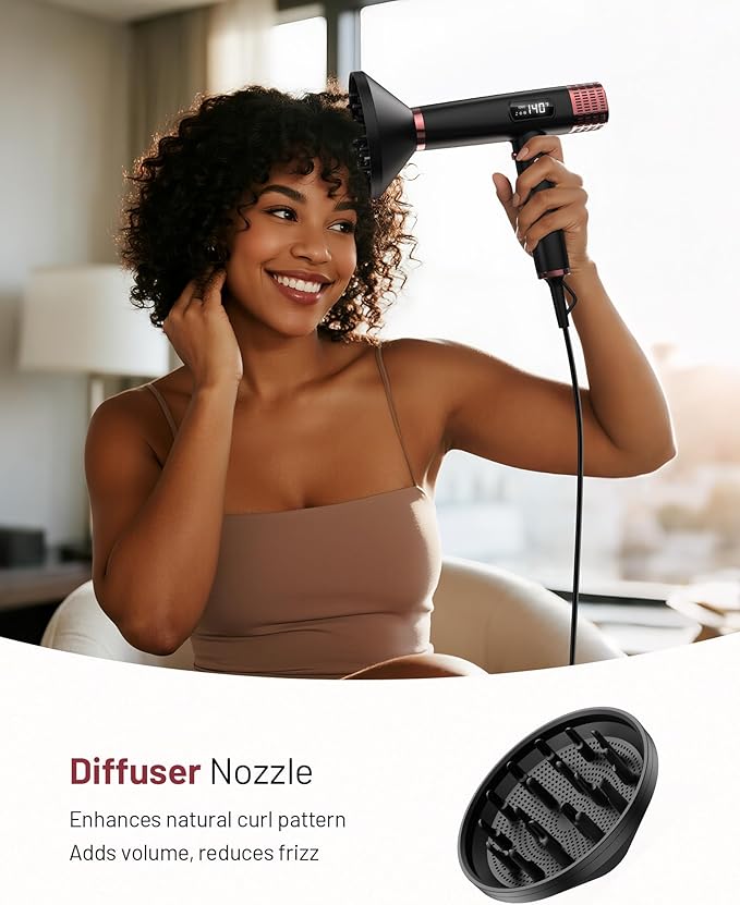 MESCOMB Travel Hair Dryer with Diffuser, 1875W Dual Voltage Ionic