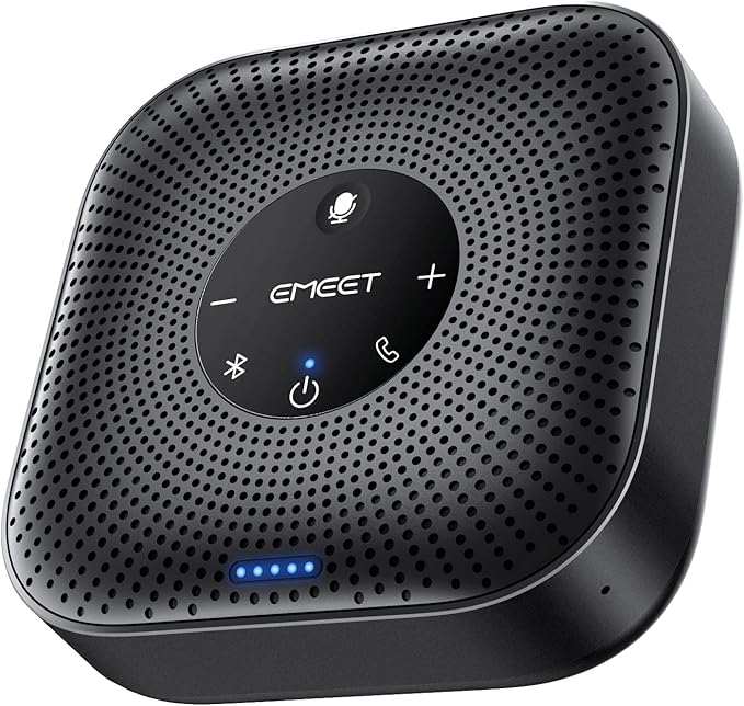 EMEET Conference Speakerphone M0 Plus, 4 AI Mics 360° Voice Pickup, Noise