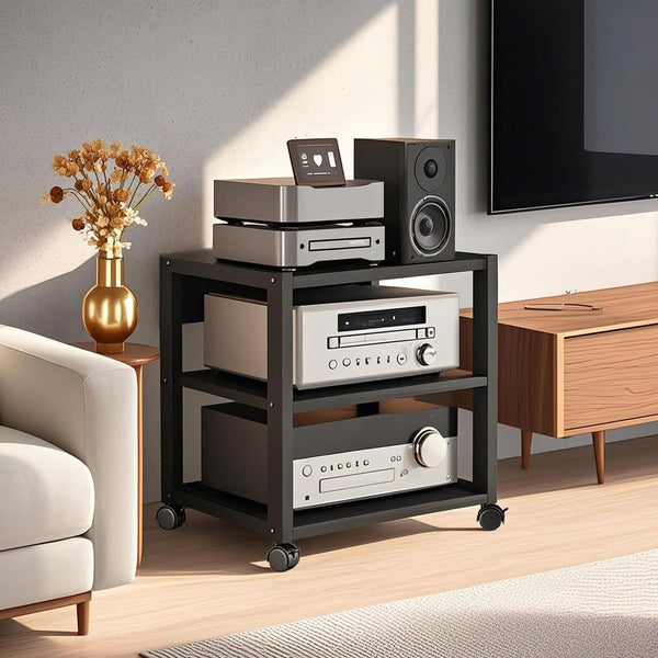 3 Tier AV Media Stand, Audio Rack Tower Stereo Components Cabinet