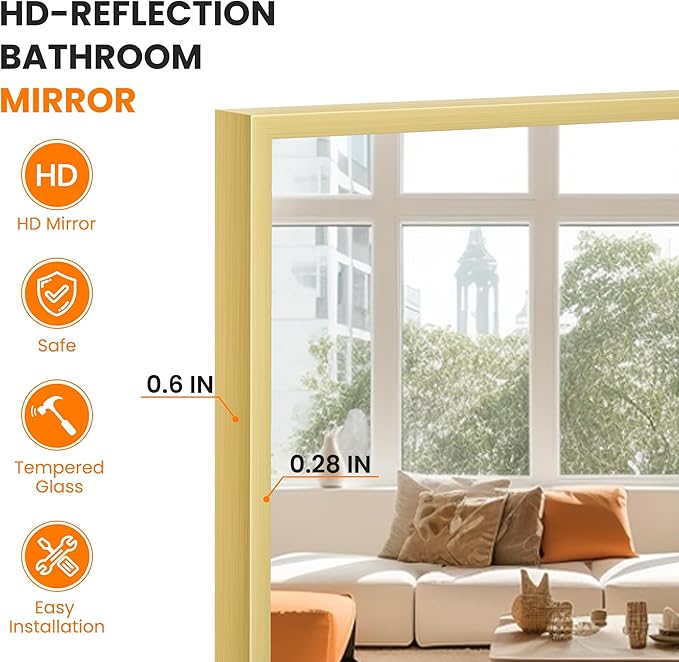 Bathroom Vanity Mirror for Wall, 2 Pack 36" x 24" Metal Framed Rectangular