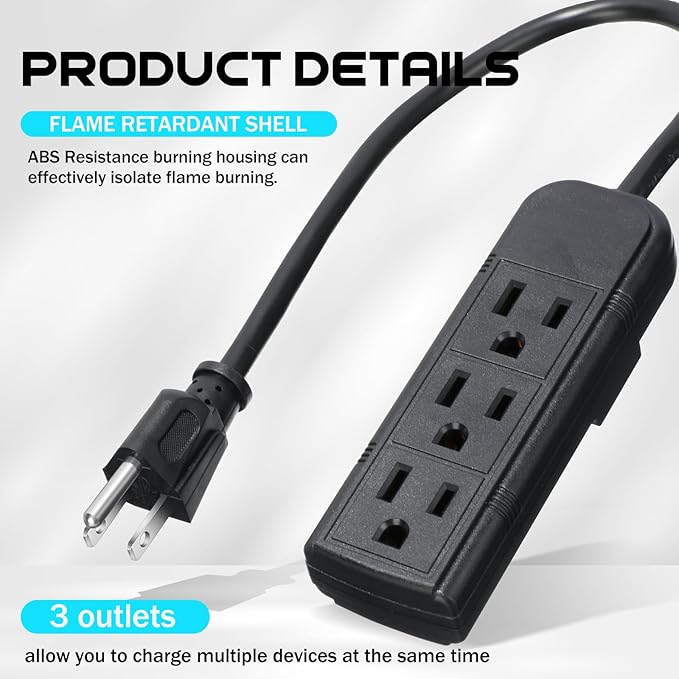 Copkim 36 Pack 3 Outlet Power Strip Extension Cord