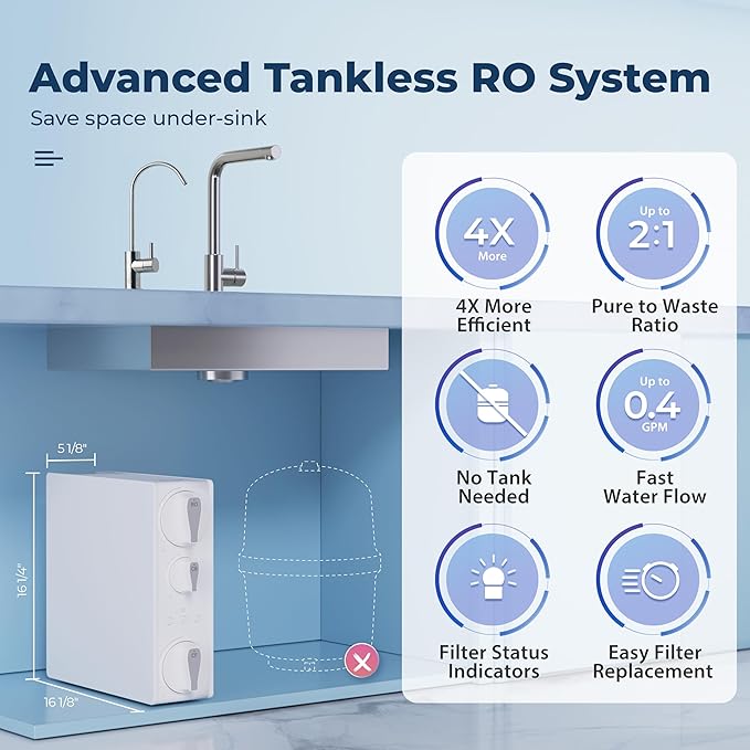 iSpring RO500-BN, NSF Certified Tankless RO Reverse Osmosis Water Filtration