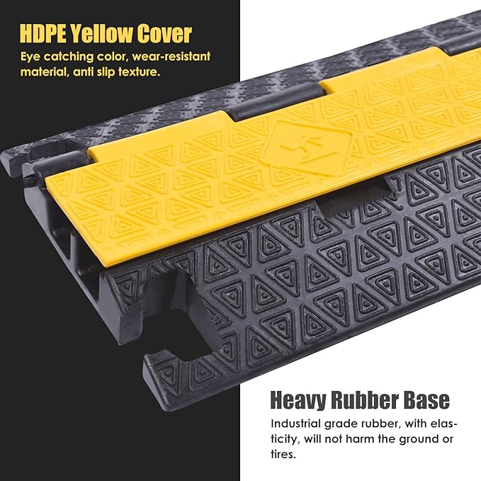 OranLite Heavy-Duty Rubber Cable Protector Ramp, Floor Cable Wire Cord Cover