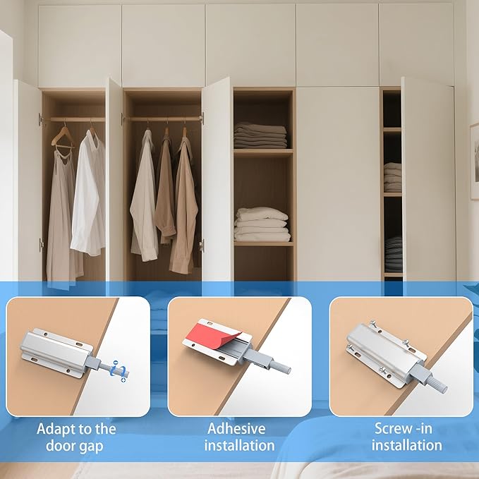 15 Pack Push to Open Cabinet Hardware, Touch Latches