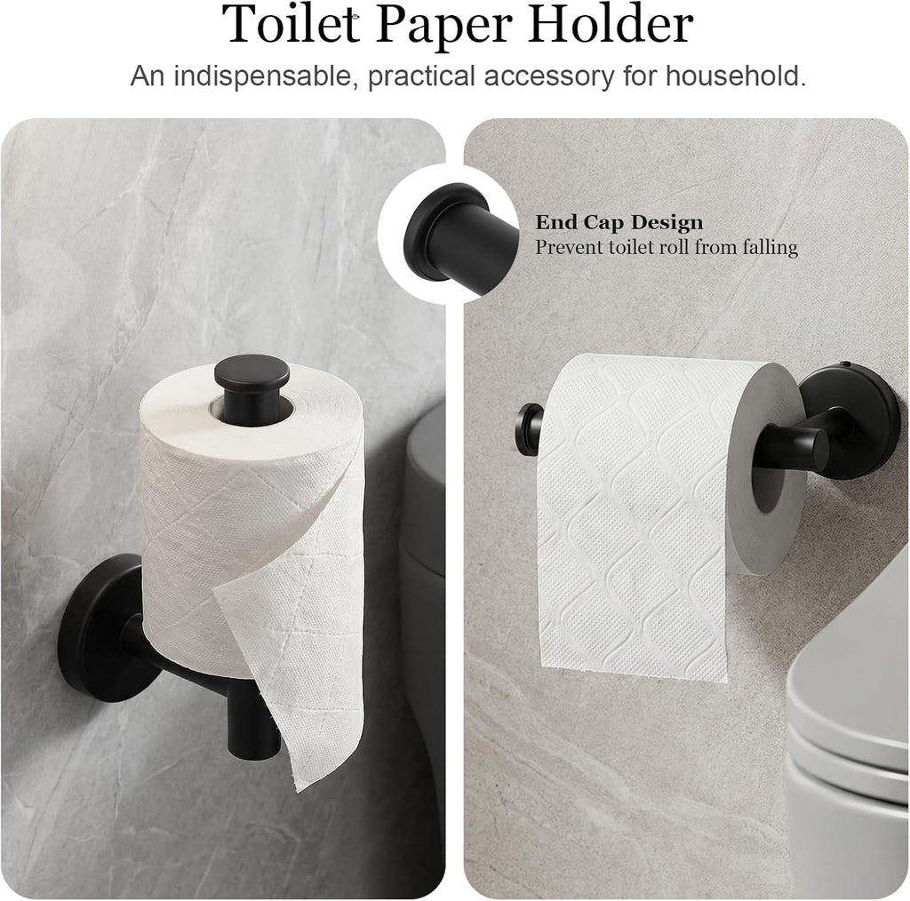 tudoccy 10-piece matte black bathroom hardware set, adjustable showing dimensions
