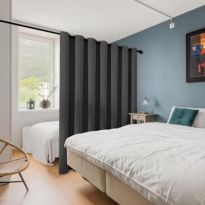 ChrisDowa Room Divider Curtain 90 Inches Long, Wide Blackout Sliding Door