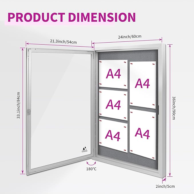 Outdoor Weatherproof Enclosed Fabric Bulletin Board, Noticeboard Case