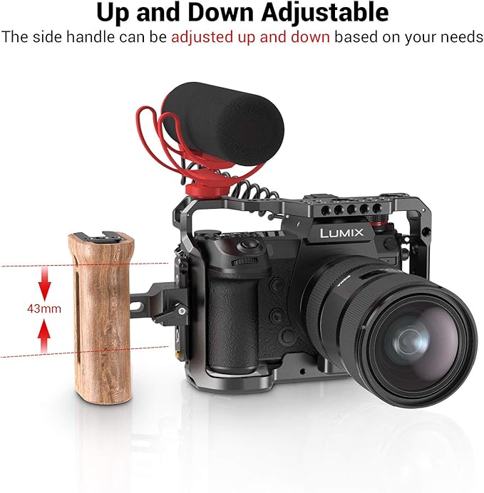 SmallRig Universal Side Wooden NATO Handle Grip DSLR Camera Cage w/Cold Shoe