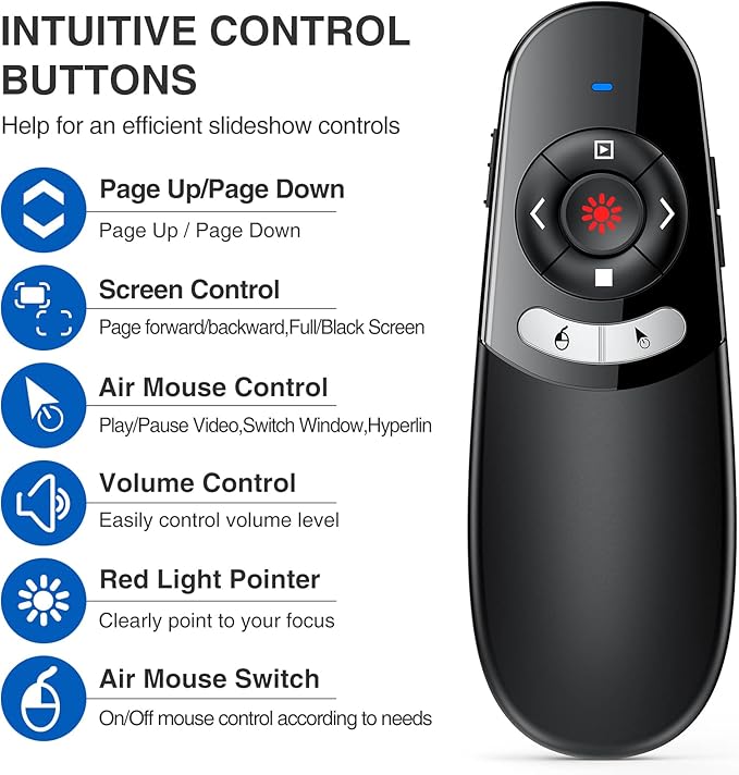 DINOSTRIKE 2 in 1 Type C and USB Presentation Clicker