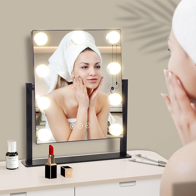 Vanity Mirror with Lights, Makeup Mirror with Lights with 9 Dimmable LED Bulbs