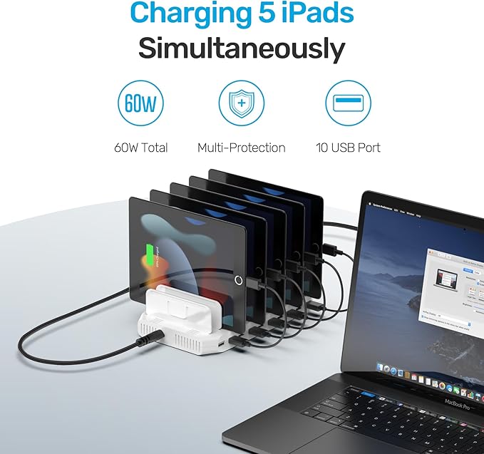 【5PCS】 Unitek Multi Charging Station, 10-Port USB Charger