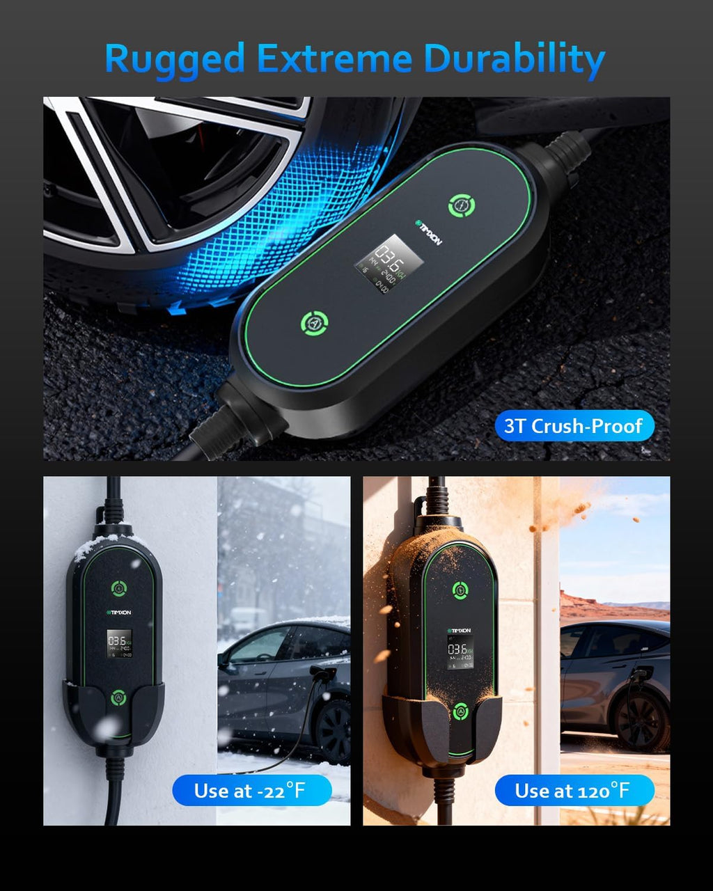Level 1&2 EV Charger-ETL Certified,16A 110V-240V with 25FT Charging Cable