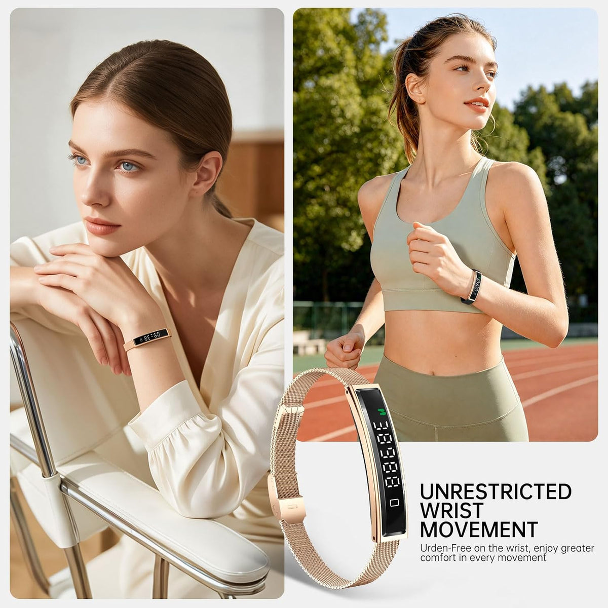 Smart Bracelet for Men Women with 2 Bands 24/7 Fitness Health Tracker
