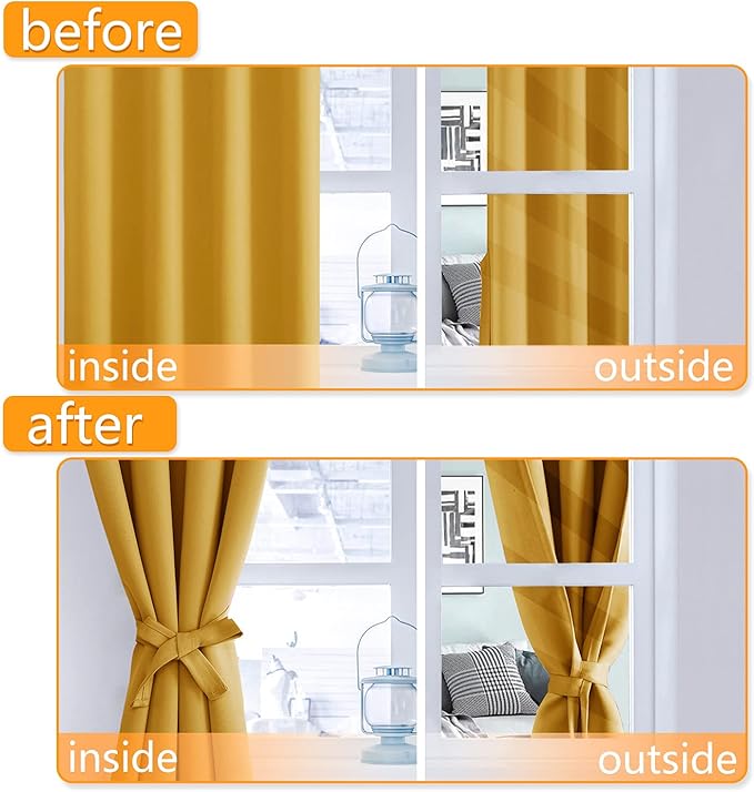 Hiasan Blackout Curtains for Bedroom, 60 x 63 Inches Length