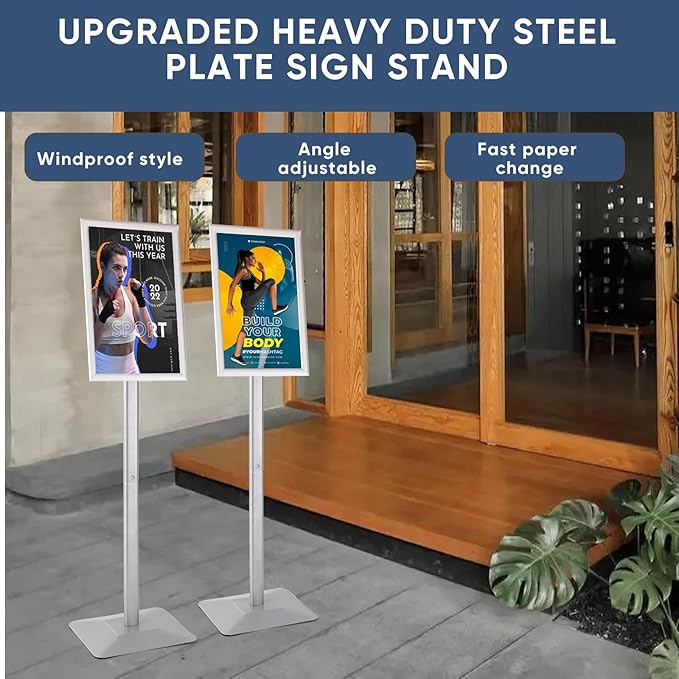 DISPLAYSWORKER Adjustable Heavy Duty Pedestal Sign holder floor Stand, sign