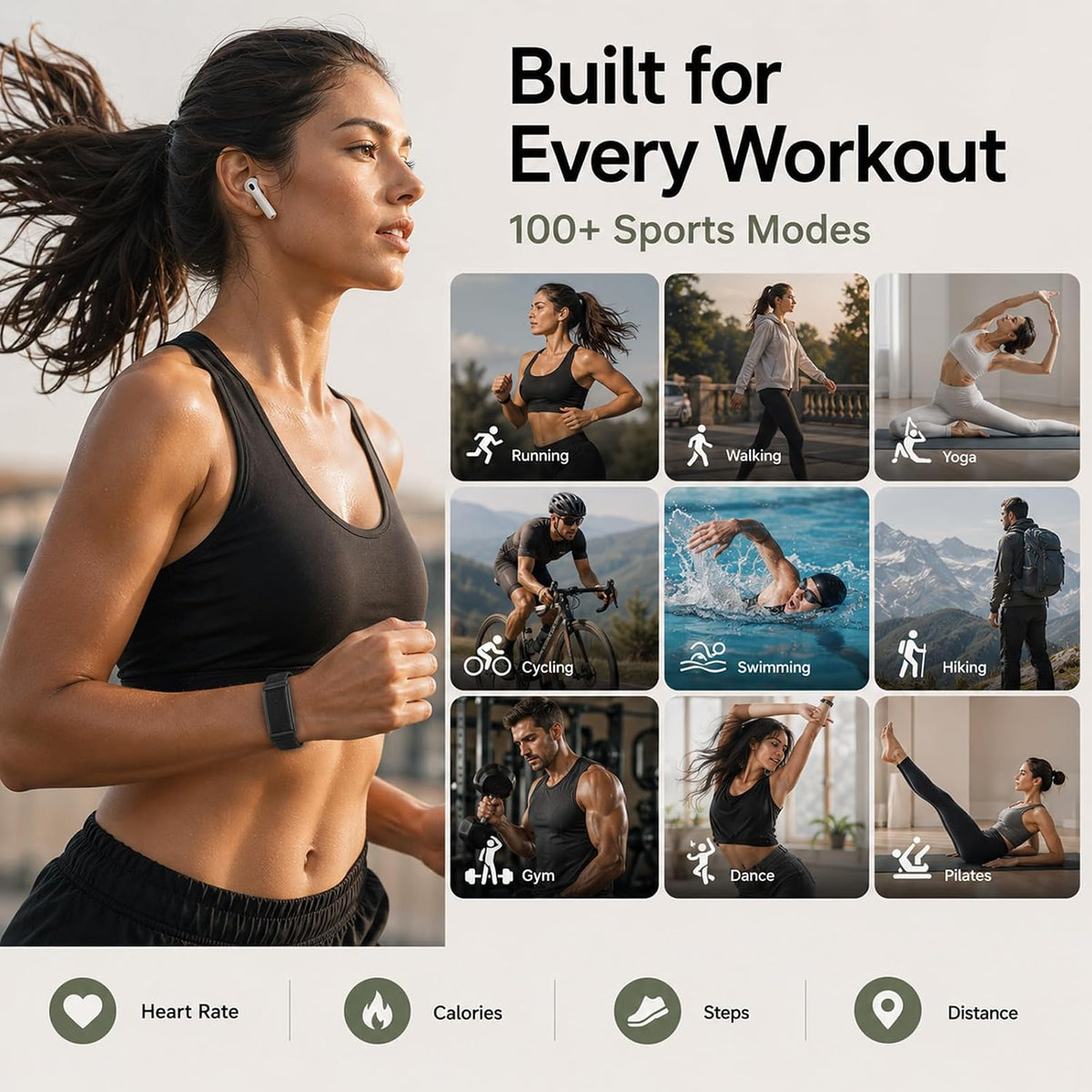 yihou smart fitness tracker for women & men showing dimensions