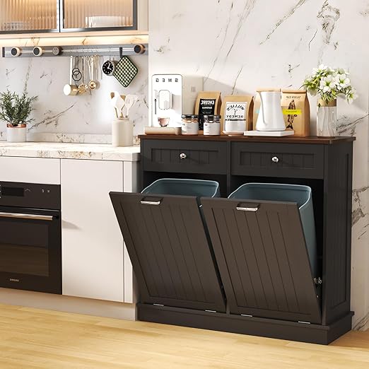 Tilt Out Trash Can Cabinet Dog Proof