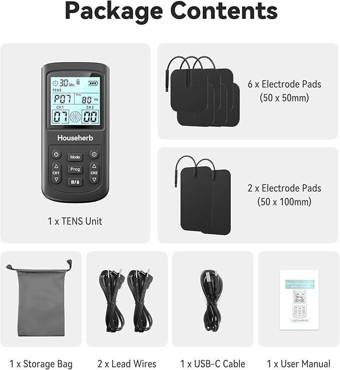 TENS Unit Muscle Stimulator for Pain Relief, 3-in-1 EMS TENS Machine