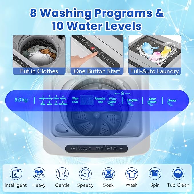 COSTWAY Portable Washing Machine, 11 LBS Full Automatic Portable Washer