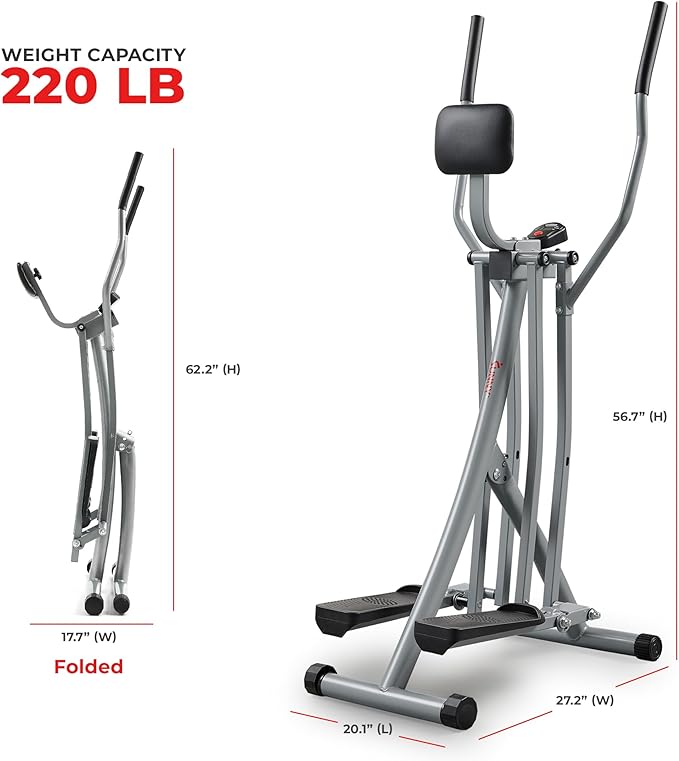 Sunny Health & Fitness Foldable Air Walk Elliptical, SunnyFit App via Bluetooth