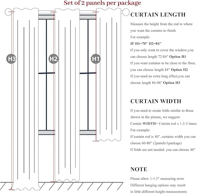 RustBrown Black Out 96 Inch Long Boho Curtains 2 Panel Set, Farmhouse Curtains