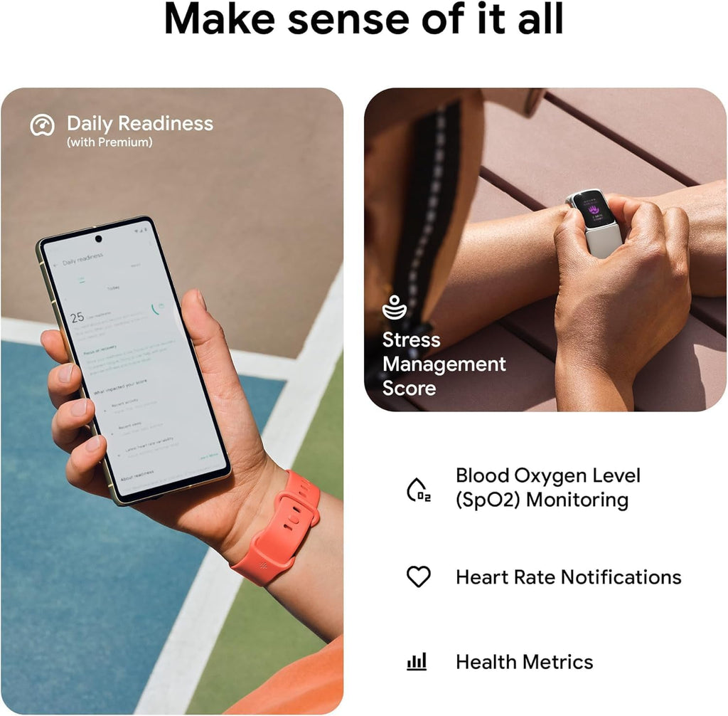 fitbit charge 6 activity tracker heart rate monitoring showing dimensions