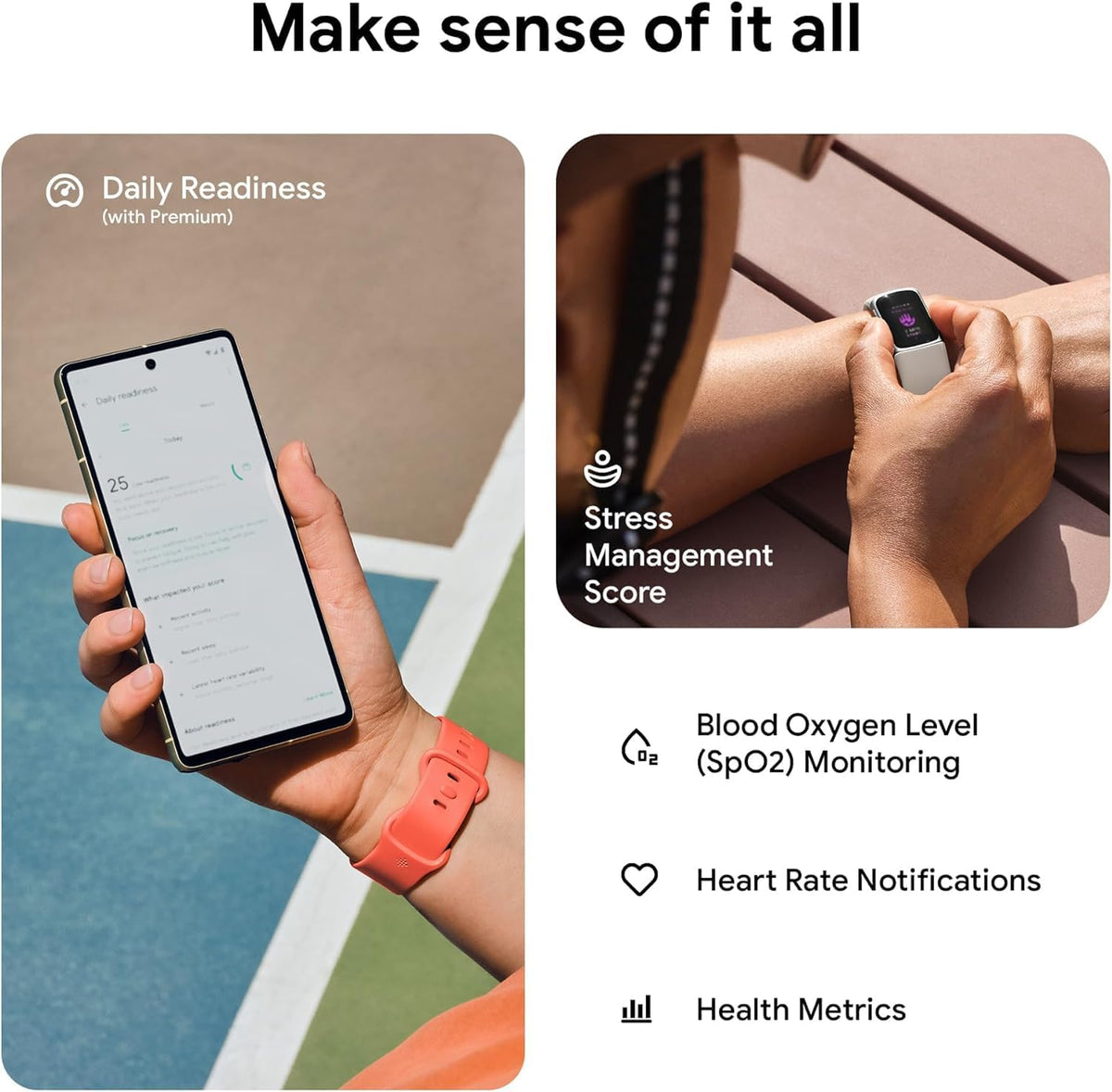 fitbit charge 6 activity tracker heart rate monitoring showing dimensions
