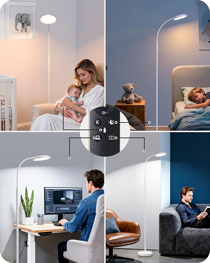 EDISHINE Gooseneck Floor Lamp, 1300LM LED Floor Lamps