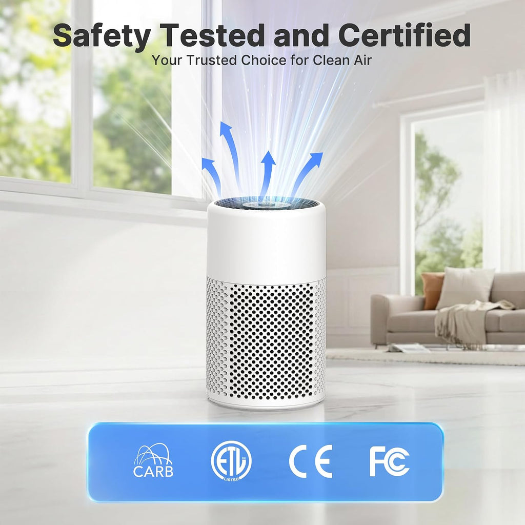 2 Pack Air Purifiers for Bedroom Home, True HEPA Filter for Smoke, White