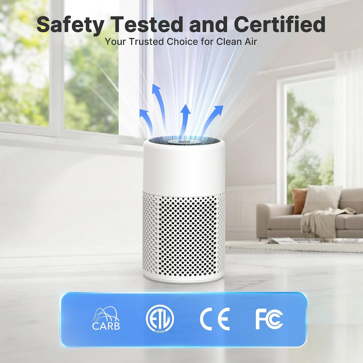 2 Pack Air Purifiers for Bedroom Home, True HEPA Filter for Smoke, White
