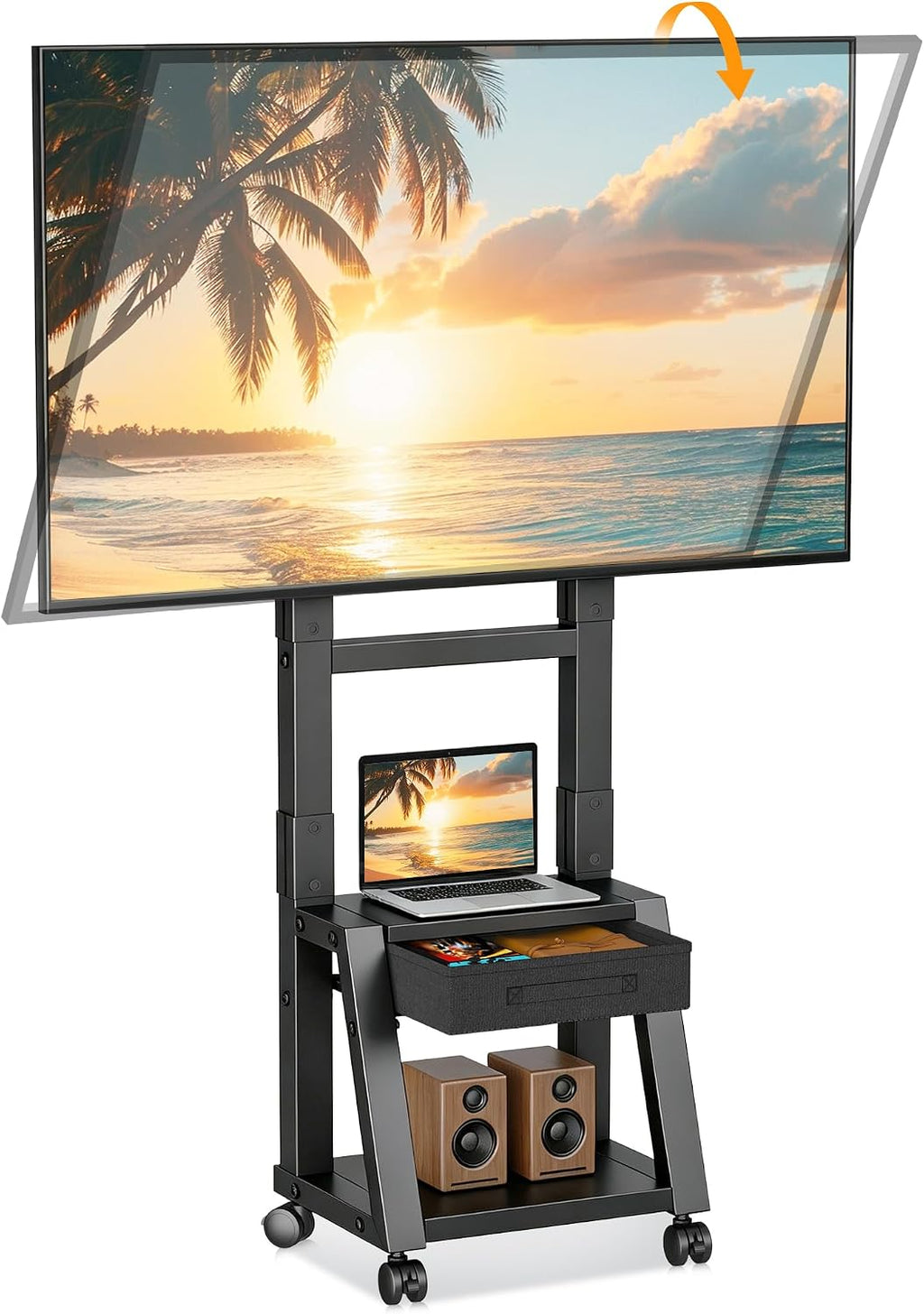 Heavy Duty TV Carts on Wheels for 32-75" TVs Rolling Floor Stand w/Drawer