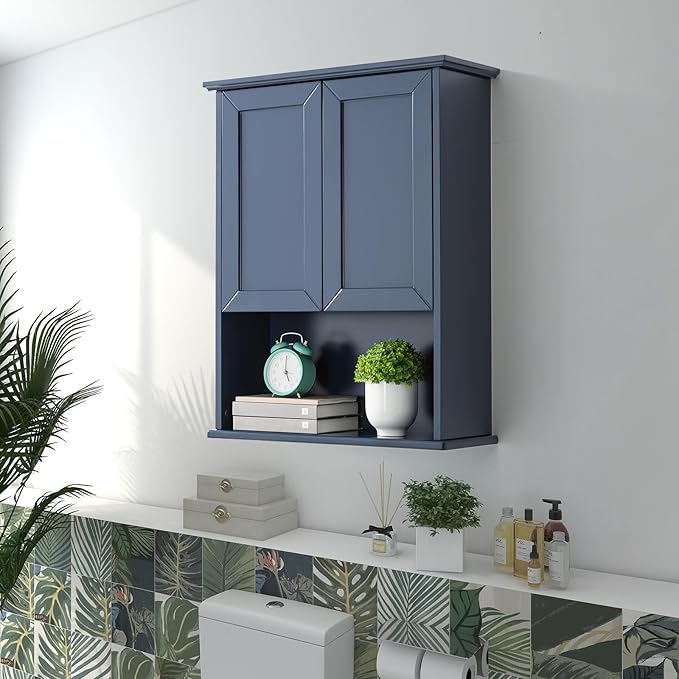 Navy Blue Bathroom Cabinet Wall Mounted