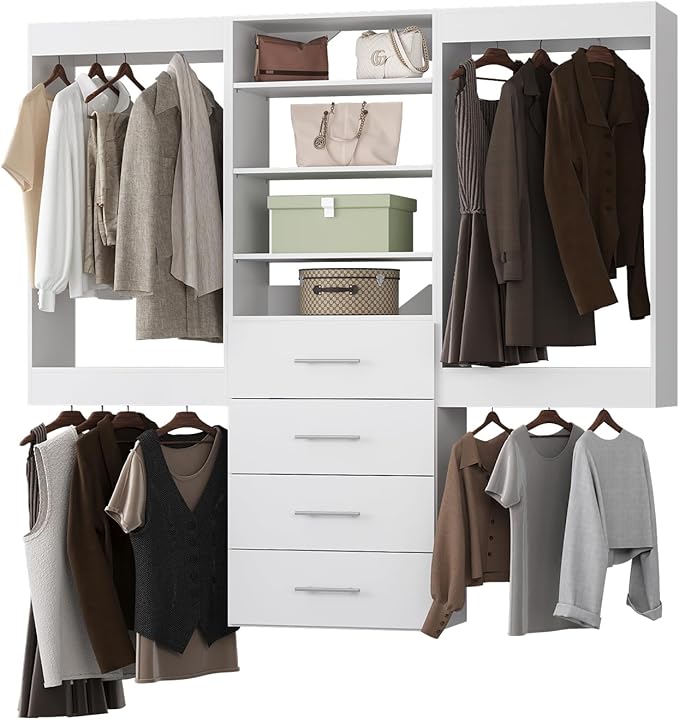 Modular Closet 90" Hanging & Drawers, Wooden Tower
